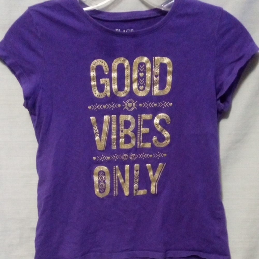 Purple and Gold Short Sleeve Tee Good Vibes